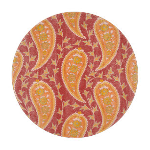 Tabla De Cortar Maroon Paisley: Ornamento del pepino turco.