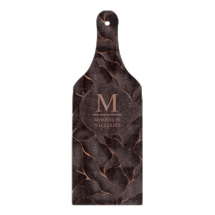 Tabla De Cortar Marrón Chocolate & Rosa Dorado Patrón de Onda Abst