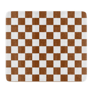 Tabla De Cortar Marrón y Blanco a Cuadros