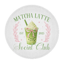 Tabla De Cortar Matcha Latte Social Club Glass Round Cutting Board