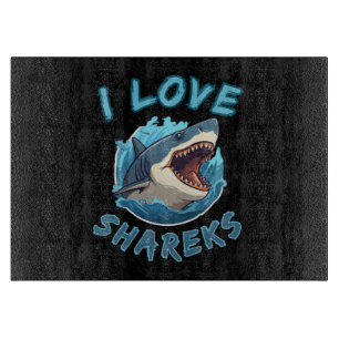 Tabla De Cortar Me encanta el pescador de tiburones