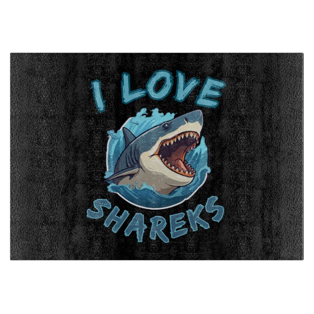 Tabla De Cortar Me encanta el pescador de tiburones (Anverso)