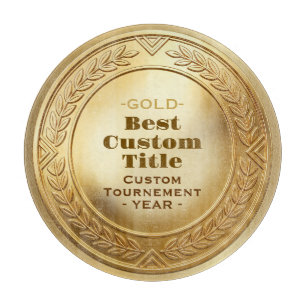 Tabla De Cortar Medalla personalizada 3D realista editable de oro 
