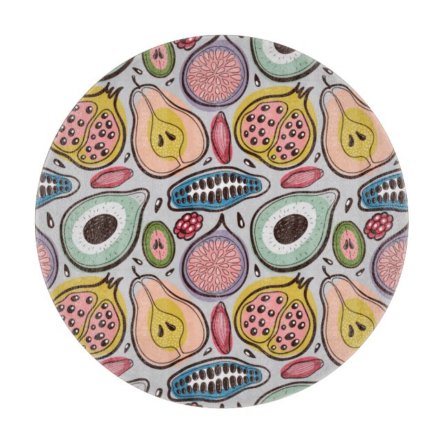 Tabla De Cortar Medley de la fruta: Vibrante patrón sin foco (Anverso)