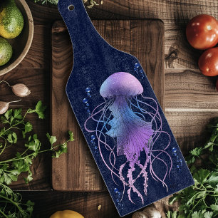 Tabla De Cortar Medusa Etérea Violeta Azul