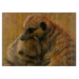 Tabla De Cortar Meerkat Cuddle - Pintura de vida silvestre en la T