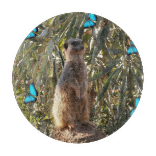 Tabla De Cortar Meerkat Y Mariposas Azules,