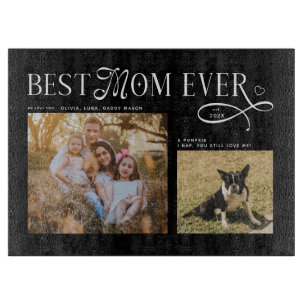 Tabla De Cortar Mejor Mamá Fotos de Perro y Familia Corazón Día de