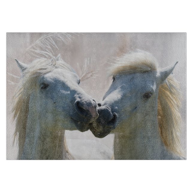 Tabla De Cortar Mejores amigos de caballos blancos (Anverso)