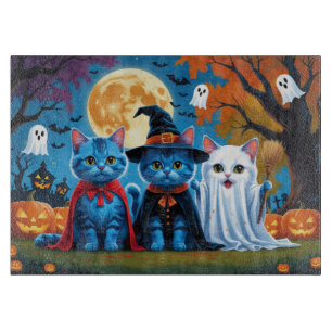 Tabla De Cortar Melancolía de gatos azules oriental Halloween Funn
