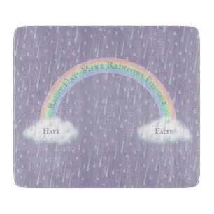 Tabla De Cortar Mensaje personalizado Arco arco iris y nubes blanc