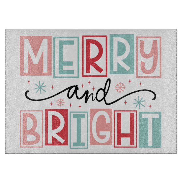 Tabla De Cortar Merry and Bright Navidad  (Anverso)