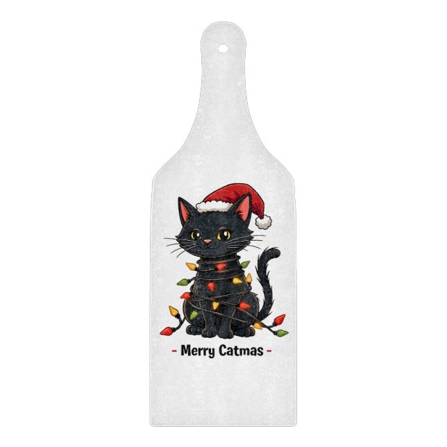 Tabla De Cortar Merry Catmas Navidades divertidos felinos (Anverso)