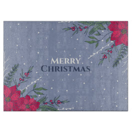 Tabla De Cortar Merry Christmas Poinsettias