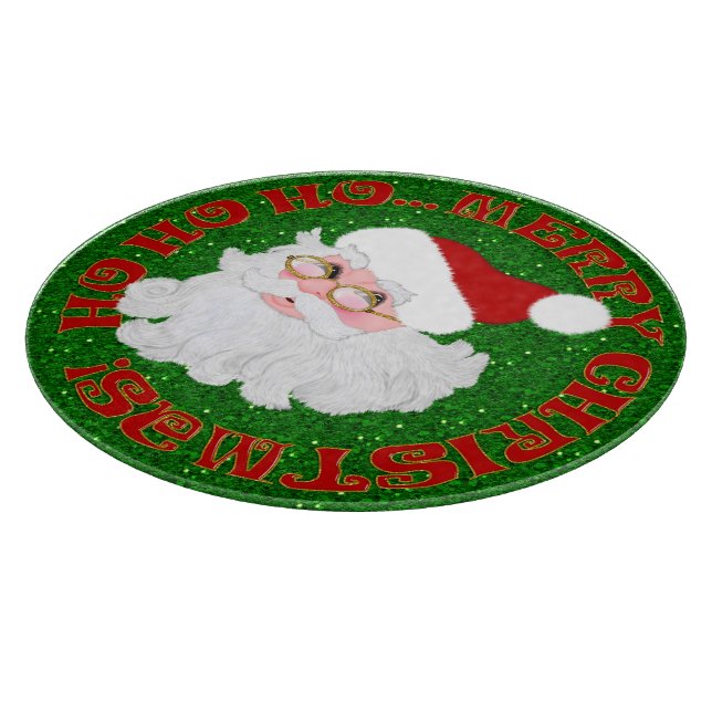 Tabla De Cortar Merry Christmas Santa Face Round Cutting Board (Borde)