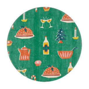 Tabla De Cortar Mesa festiva de navidades, patrón vintage.