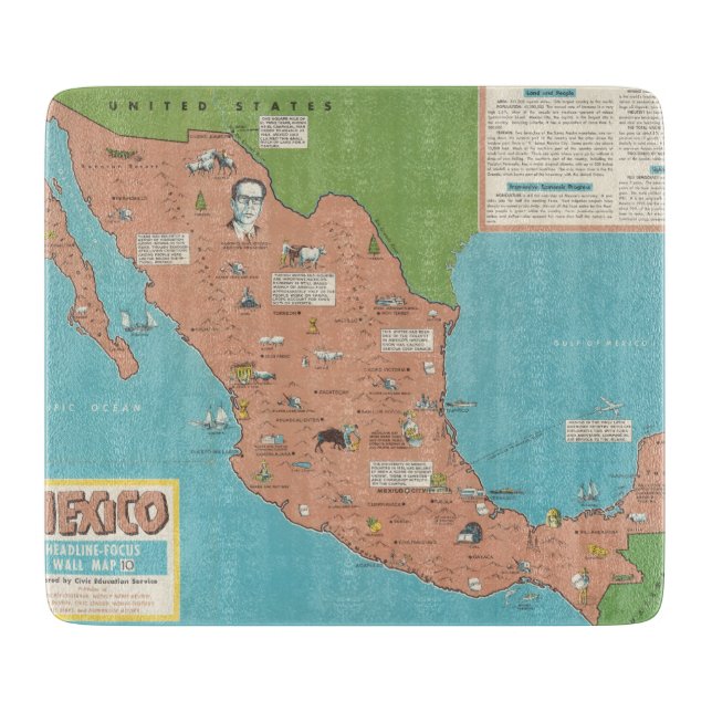 Tabla De Cortar México - mapa mural del Título-Foco (Anverso)