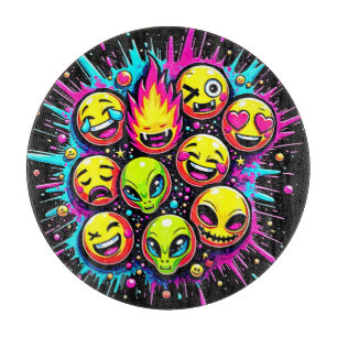 Tabla De Cortar Mezcla de Emoji Funky de Neón