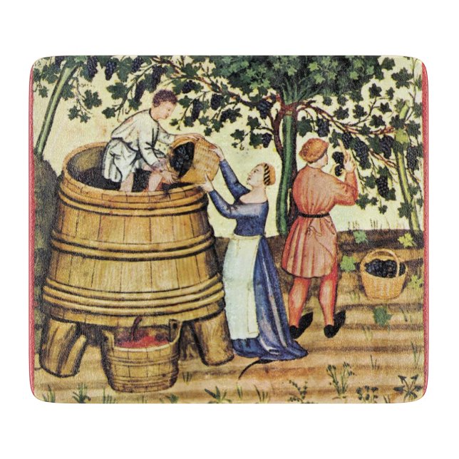Tabla De Cortar Miniatura medieval ANTIGUA GRIPE VINEYARD HARVEST (Anverso)