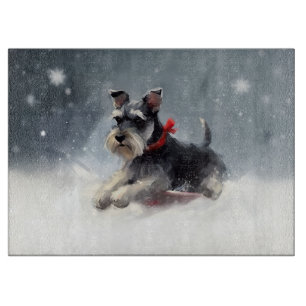 Tabla De Cortar Miniature Schnauzer Navidad nieve invierno