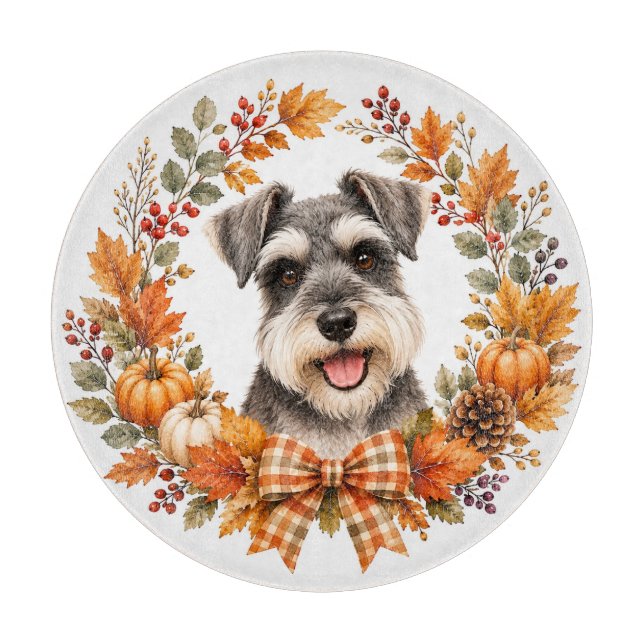 Tabla De Cortar Miniature Schnauzer Otoño (Anverso)