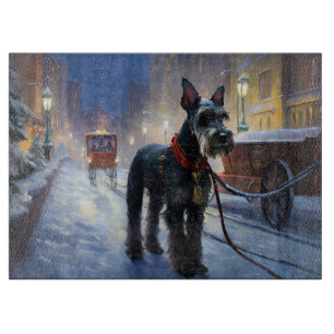 Tabla De Cortar Miniature Schnauzer Temporada Navideña