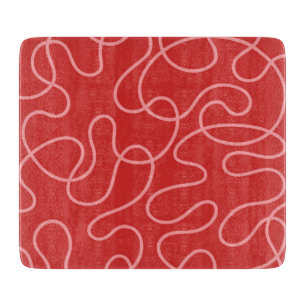 Tabla De Cortar Minimalista abstracto rojo y rosa