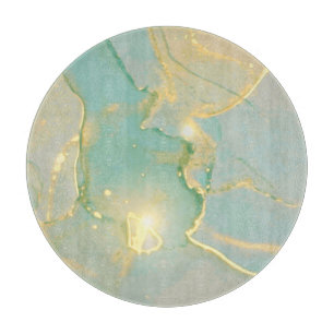 Tabla De Cortar Mint Green Gold Marble: Texturado