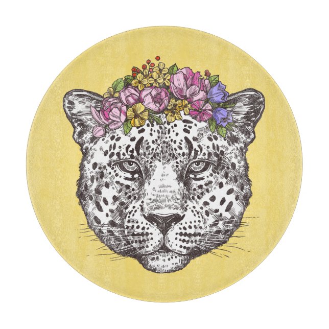 Tabla De Cortar Moda hippie leopardo (Anverso)