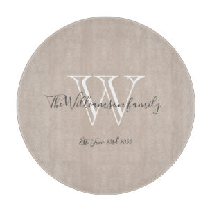 Tabla De Cortar Moda Inicial De Monograma Rústico Y Nombre De Guay