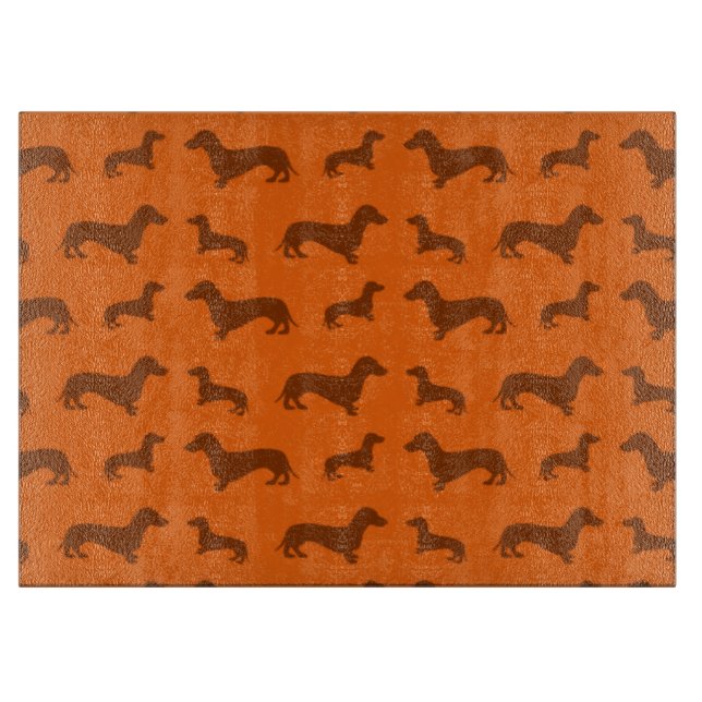 Tabla De Cortar Modelo anaranjado lindo del dachshund (Anverso)
