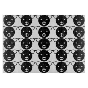 Tabla De Cortar Modelo blanco y negro de la cara del cerdo para