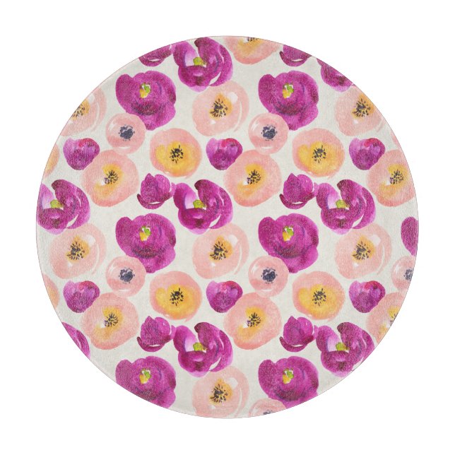 Tabla De Cortar Modelo botánico de la acuarela (Anverso)