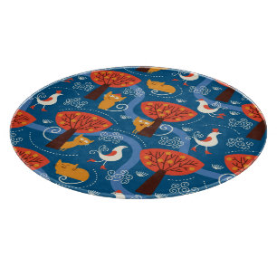 Tabla De Cortar modelo con los gatos y los pájaros lindos