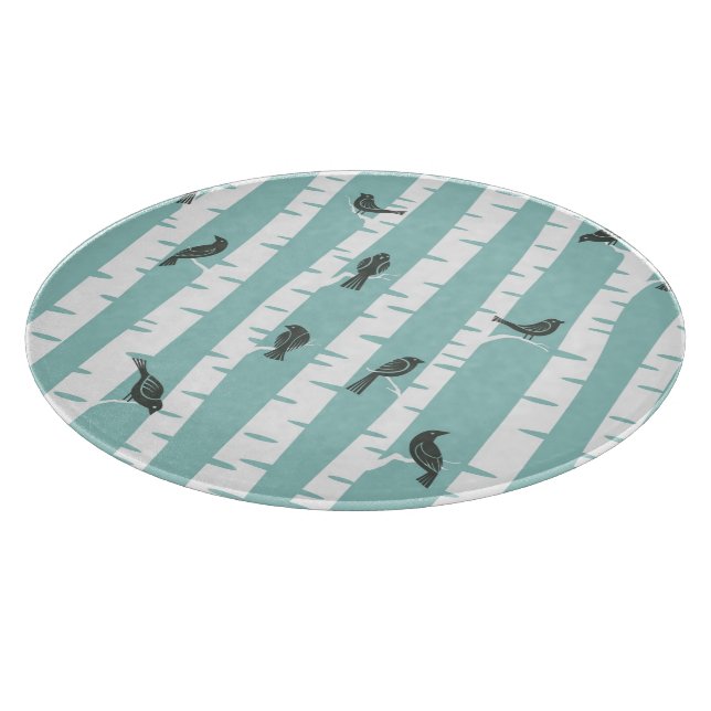 Tabla De Cortar Modelo con los pájaros y los árboles (Borde)