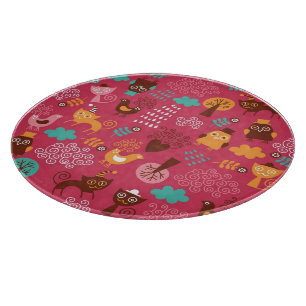 Tabla De Cortar Modelo con los pájaros y los gatos lindos