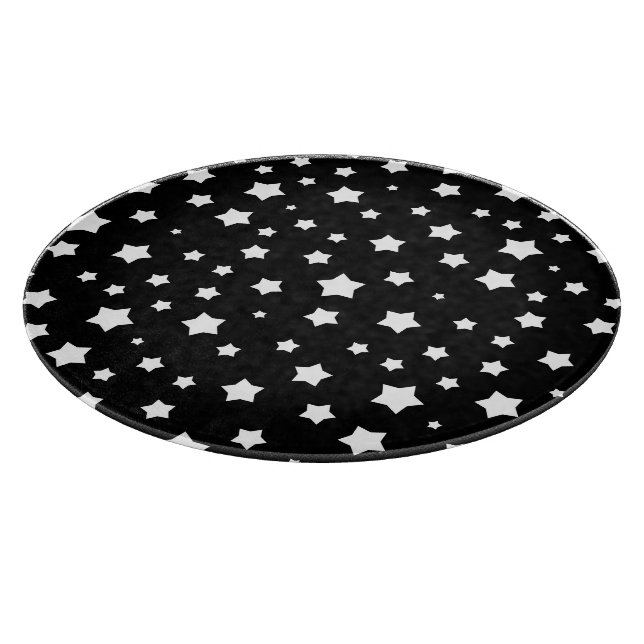 Tabla De Cortar Modelo de estrellas blanco y negro (Borde)