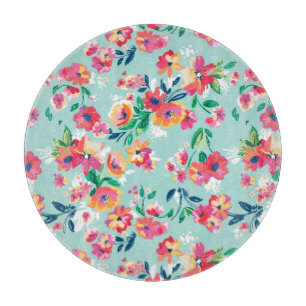 Tabla De Cortar Modelo de flores pintado