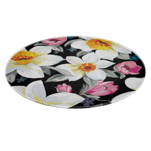 Tabla De Cortar Modelo de la elegancia con las flores del narciso