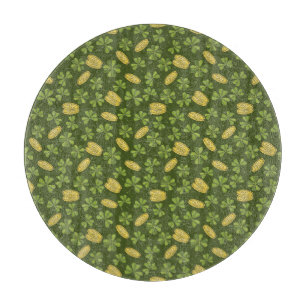 Tabla De Cortar Modelo de la moneda de la hoja y de oro del trébo