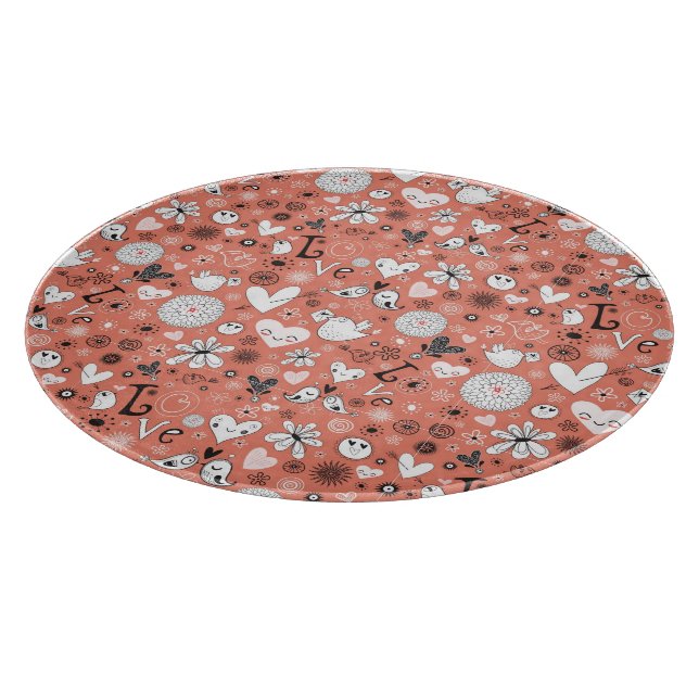 Tabla De Cortar Modelo de los pájaros del amor (Borde)