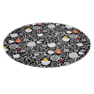 Tabla De Cortar Modelo de los pájaros y de las tazas