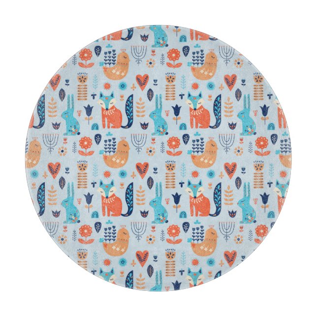 Tabla De Cortar Modelo del animal del arbolado del arte popular (Anverso)