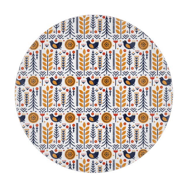 Tabla De Cortar Modelo del arte popular del pájaro del otoño (Anverso)