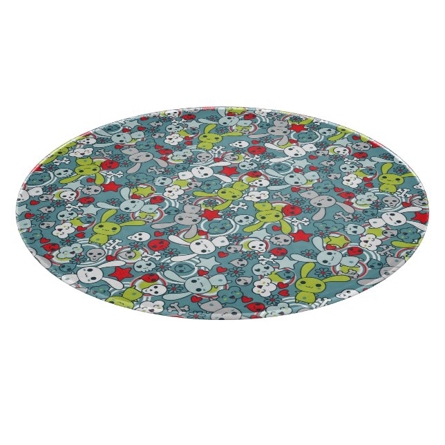 Tabla De Cortar modelo del azul del kawaii (Borde)