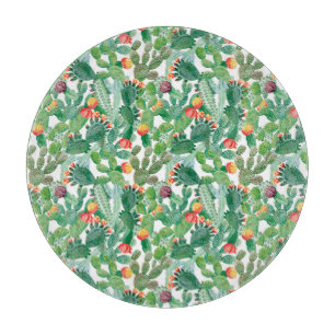 Tabla De Cortar Modelo del cactus de la acuarela