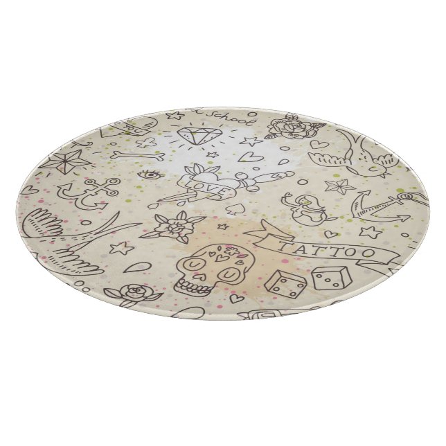 Tabla De Cortar Modelo del concepto del tatuaje (Borde)