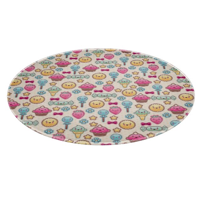 Tabla De Cortar Modelo del niño de Kawaii con doodles lindos (Borde)