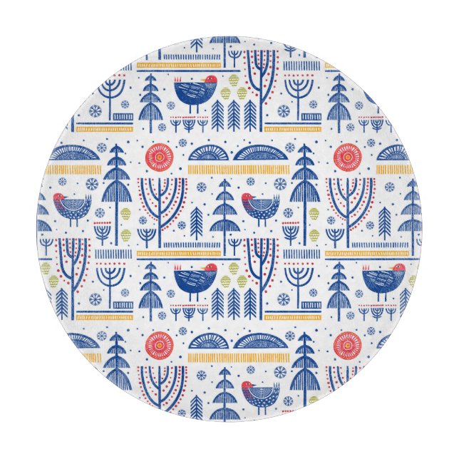 Tabla De Cortar Modelo del pájaro del invierno del arte popular (Anverso)