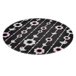 Tabla De Cortar modelo del pájaro y de flores